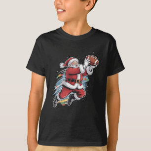T-shirt Père Noël jouant au football américain Noël 