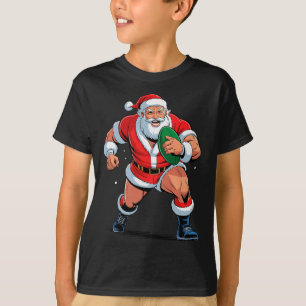 T-shirt Père Noël jouant au rugby drôle de vacances Noël X
