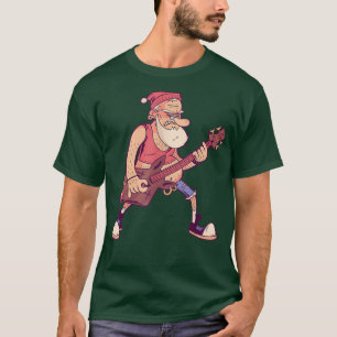 T-shirt Père Noël jouant de jeans de guitare