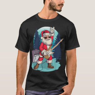 T-shirt Père Noël jouant de la guitare drôle de rock de No