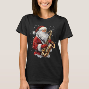 T-shirt Père Noël jouant du saxophone Musicien de Noël Sax