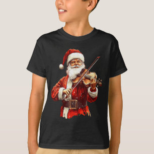 T-shirt Père Noël jouant du violon Joueur de violon drôle