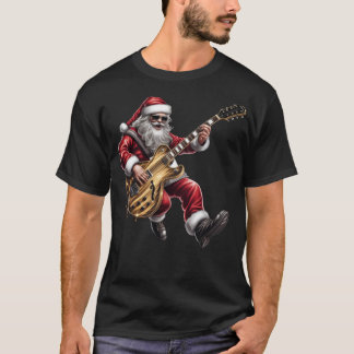 T-shirt Père Noël joue de guitare électrique Rock et Roll