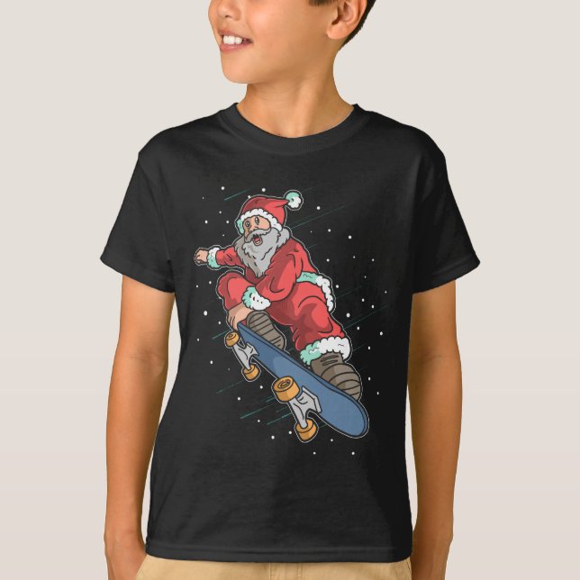 T-shirt Père Noël Jouer à skateboard (Devant)
