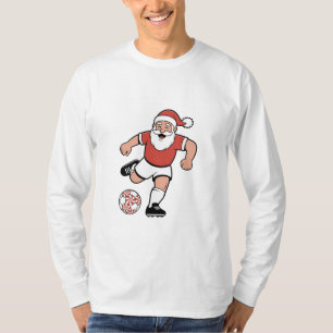 T-shirt Père Noël Jouer au football Joueur de Noël Sport