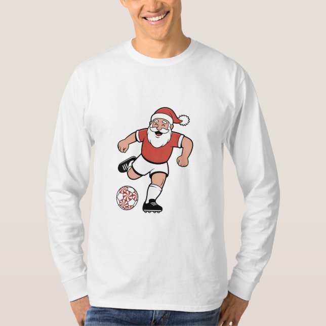 T-shirt Père Noël Jouer au football Joueur de Noël Sport (Devant)