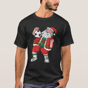 T-shirt Père Noël Jouer au football Noël Pyjama Cool Sport