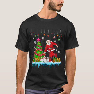 T-shirt Père Noël Jouer Bowling Christmas Tree Drôle Joueu