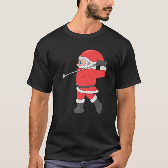 T-shirt Père Noël Jouer Golf Noël Sport X-Mas Pajama Pa (Devant)