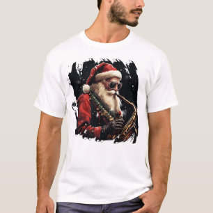 T-shirt Père Noël Jouer Saxophone Xmas idée cadeau