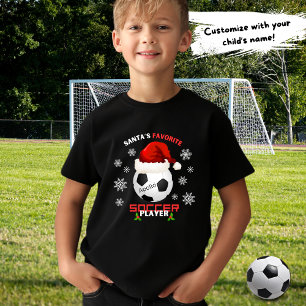 T-shirt Père Noël Joueur de soccer favori Enfants Noël