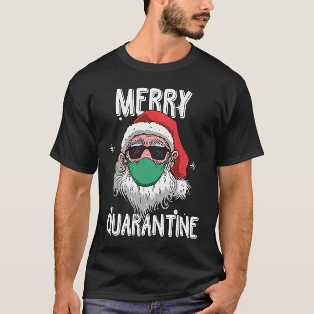 T-shirt Père Noël Joyeux Humour de quarantaine Noël Père N (Devant)