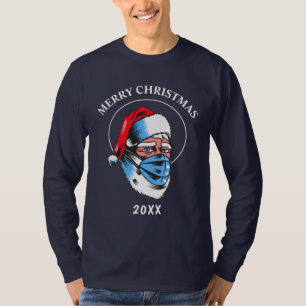 T-shirt Père Noël Joyeux Masque de Noël Amusant Humide