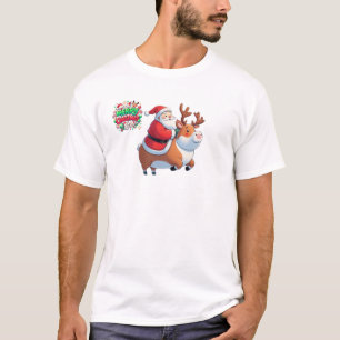 T-shirt "Père Noël Joyful Ride with Reindeer"