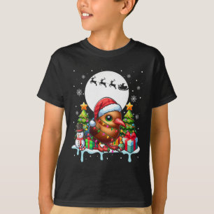 T-shirt Père Noël Kiwi Bird Snowman Xmas Lumières Colorée