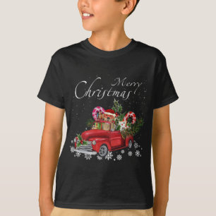 T-shirt Père Noël Labrador Chien équitation Camion Rouge M