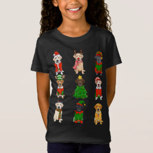 T-Shirt Père Noël Labrador Éclairage d'arbre de Noël ELF R