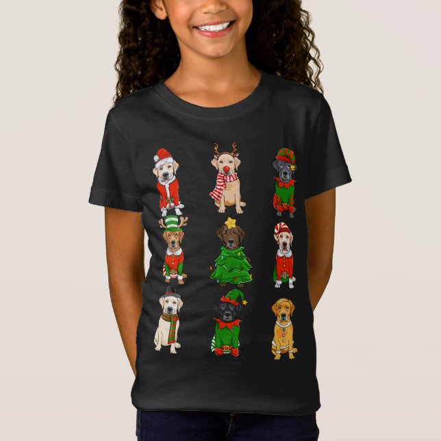 T-Shirt Père Noël Labrador Éclairage d'arbre de Noël ELF R (Devant)