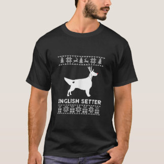 T-shirt Père Noël laid Renne Amateur de Chien Setter Angla