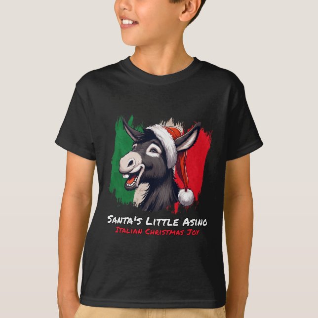 T-shirt Père Noël Little Asino | Donkey de Noël italien (Devant)