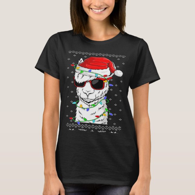 T-shirt Père Noël Llama Noël éclat Llama llama llama laide (Devant)