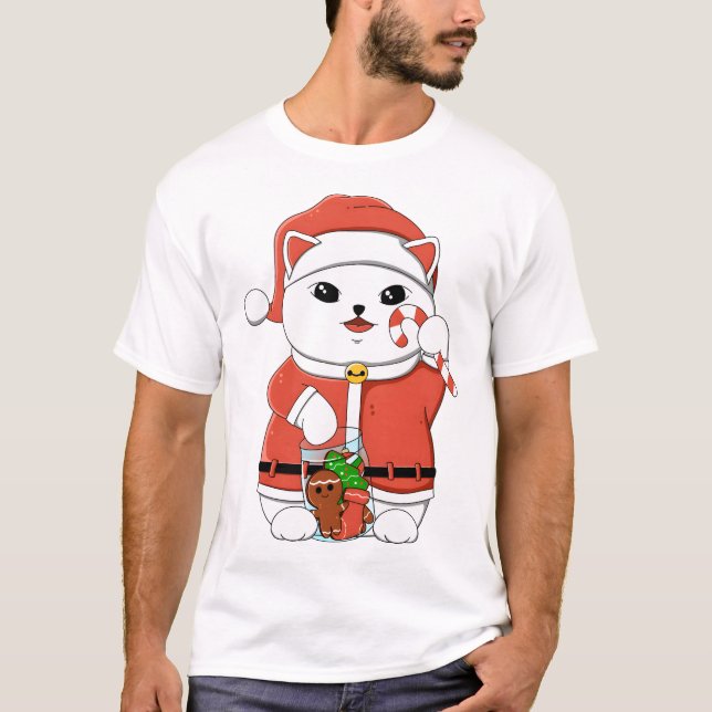 T-shirt Père Noël Lucky Cat (Devant)