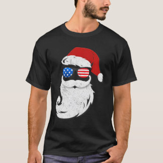 T-shirt Père Noël Lunettes de soleil patriotiques Usa en j