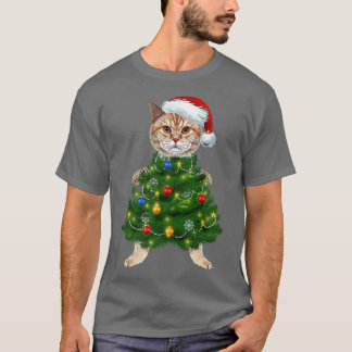 T-shirt Père Noël Maine Coon Chat Noël Arbre Lumière Amusa