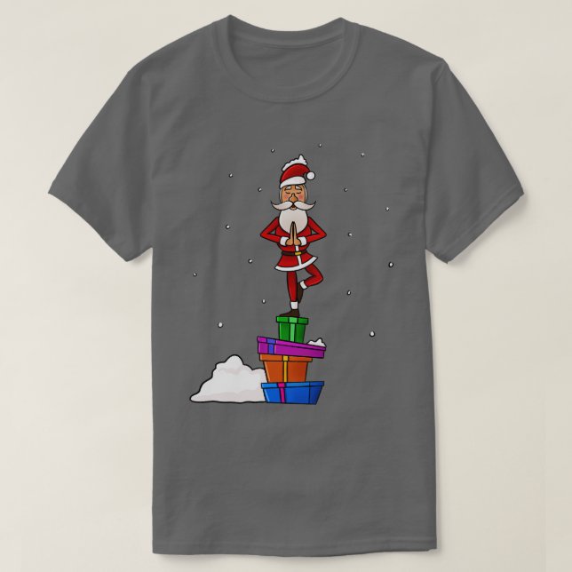 T-shirt Père Noël Méditant une jambe (Design devant)