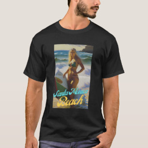 T-shirt Père Noël Monica Beach California Parasdies Beauti