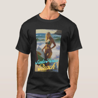T-shirt Père Noël Monica Beach California Parasdies Beauti