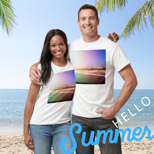 T-shirt Père Noël Monica Beach - Green Purple Photo Edit