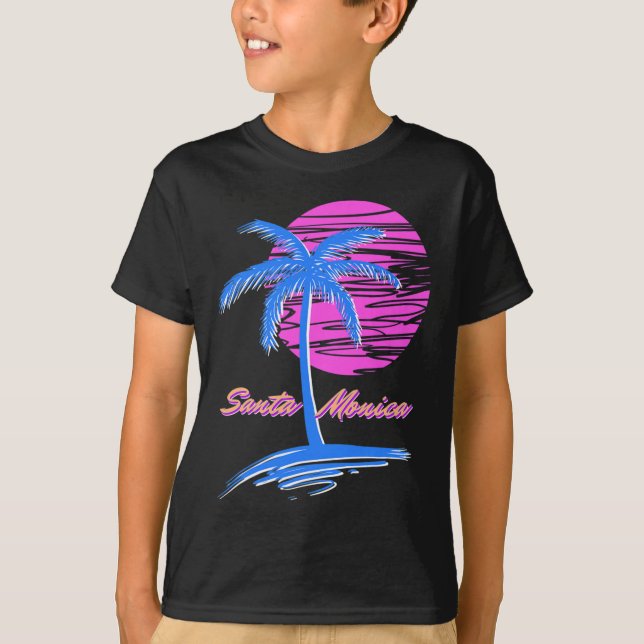 T-shirt Père Noël Monica Beach Outrun 80s Vaporwave esthét (Devant)