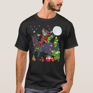 T-shirt Père Noël montant un renne Chat British Shorthair