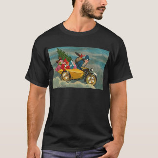 T-shirt Père Noël monte une moto - Noël