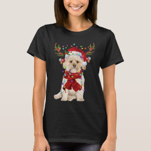 T-shirt Père Noël Morkie Dog Reindee lumières de Noël