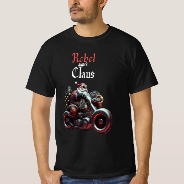 T-shirt Père Noël Motard Festif Fantaisiste (Devant)