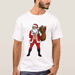 T-shirt Père Noël musclé envoyant un baiser ! Abs saillant