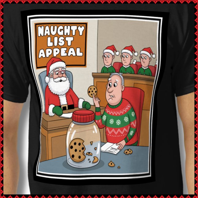 T-shirt Père Noël Naughty List Cookie Thief Ugly Sweater T (Funny Santa Naughty List Cookie Thief Ugly Sweater T-shirt. Colorful Christmas Gift for Men.)