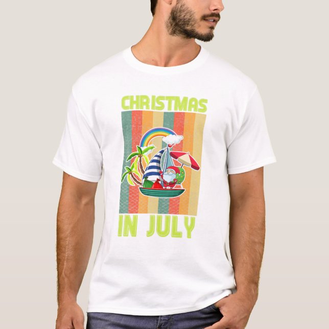T-shirt Père Noël Noël En Juillet Été (Devant)