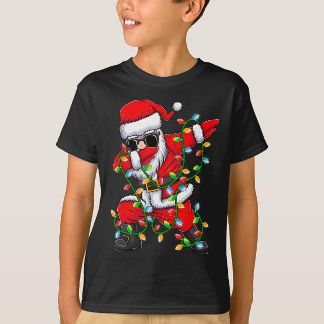 T-shirt Père Noël Noël Lumières Filles Garçons Enfants Cad (Devant)