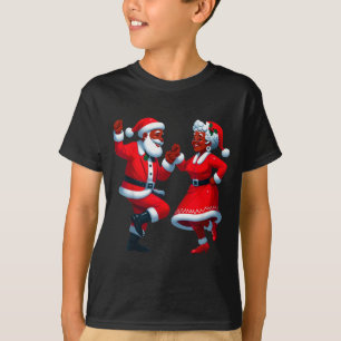 T-shirt Père Noël noir américain dansant à Noël Mme