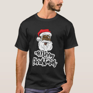T-shirt Père Noël noir clignant joyeux Père Noël afro-amér