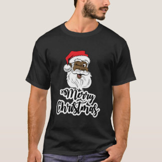 T-shirt Père Noël noir clignant joyeux Père Noël afro-amér