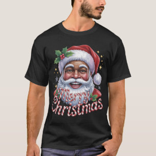T-shirt Père Noël noir Joyeux Noël Chemise Africain Am
