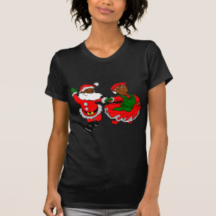 T-shirt père Noël noire mme claus