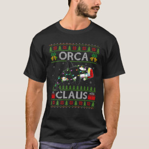 T-shirt Père Noël Orca Poissons Noël Éclairage Laid Orca N