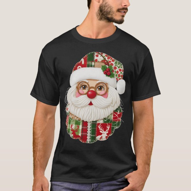 T-shirt Père Noël patchwork (Devant)