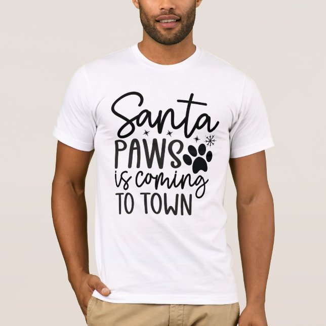 T-shirt Père Noël Paws arrive en ville (Devant)