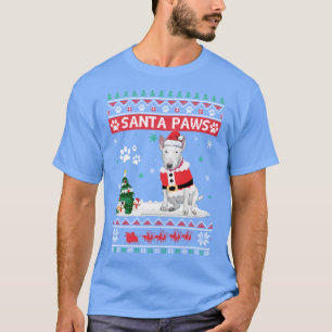 T-shirt Père Noël Paws Bull Terrier Joyeux chien de Noël F